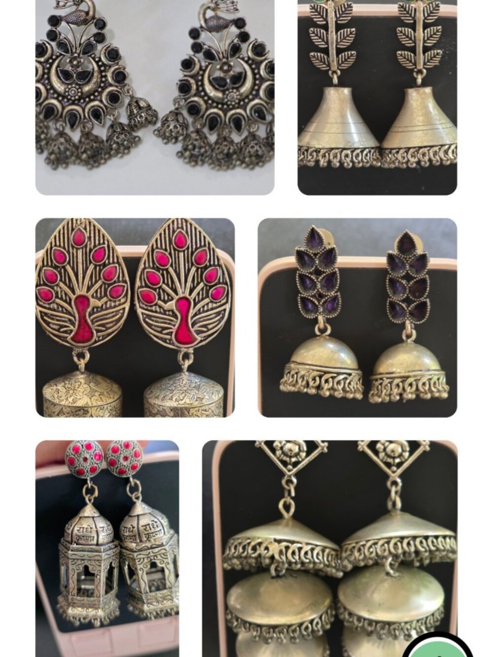 Oxidized German Silver 6-Pair Jhumka Earring Set Garba Dandiya Navratri